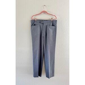 Vintage Trousers Mens 34 Slate Blue High Rise Extended Tab Tailored Pants